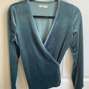 Madewell, size small, green velvet, wrap, tie top